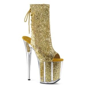 Gold Glitter Pleaser Flamingo 8 inch Heels